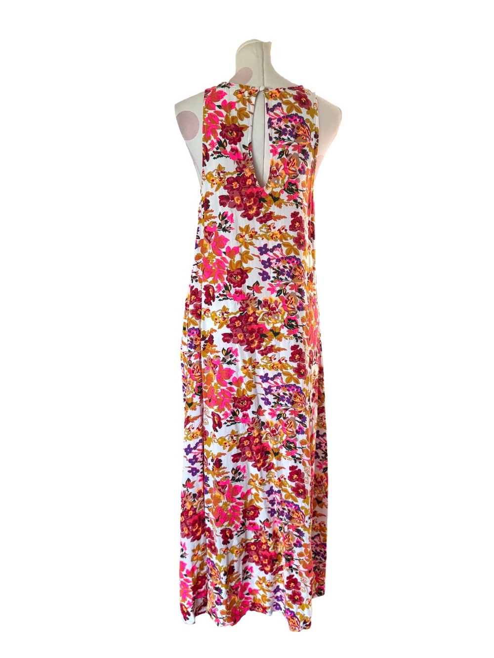 Natural Life Floral Sleeveless Maxi Dress White Pink Boho Medium - Picture 5 of 7